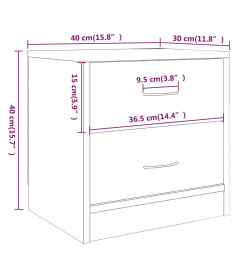 Tables de chevet 2 pcs Chêne fumé 40x30x40 cm Bois d'ingénierie