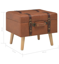 Tabouret de rangement 40 cm Brun roux Similicuir