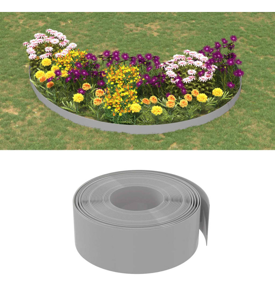 Bordures de jardin 3 pcs gris 10 m 20 cm polyéthylène