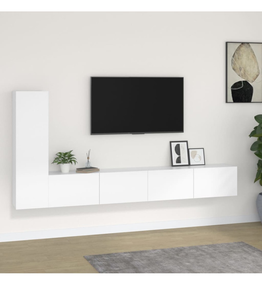 Ensemble de meubles TV 3 pcs Blanc Bois d'ingénierie