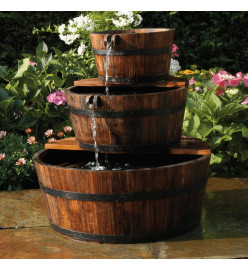 Ubbink Fontaine à cascade de jardin en forme de 3 barils Bois