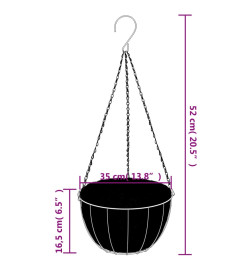 Jardinières suspendues 4 pcs avec doublure coco Noir Ø 35x52 cm