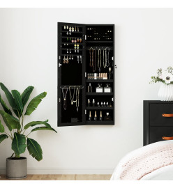 Armoire à bijoux avec miroir et éclairage LED mural noir