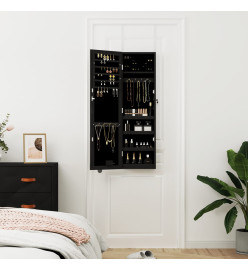 Armoire à bijoux avec miroir et éclairage LED mural noir