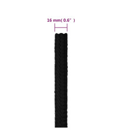 Corde de travail Noir 16 mm 50 m Polyester