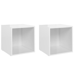 Meubles TV 2 pcs Blanc brillant 37x35x37 cm Aggloméré