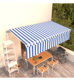 Auvent automatique rétractable avec store 6x3 m Bleu et blanc