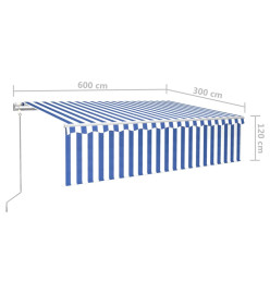 Auvent automatique rétractable avec store 6x3 m Bleu et blanc