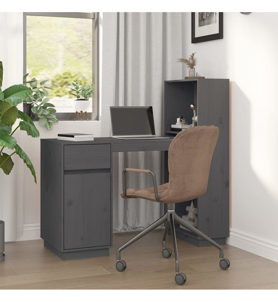 Bureau Gris 110x53x117 cm Bois massif de pin