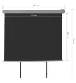 Auvent latéral de balcon multifonctionnel 150 x 200 cm Noir