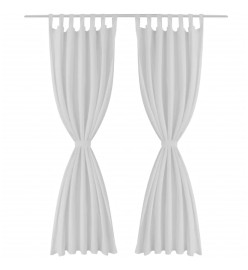 2 pcs Rideau à Passant Micro Satin Blanc 140 x 225 cm