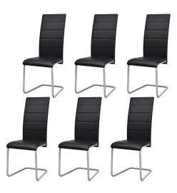 Chaises à manger cantilever lot de 6 noir similicuir