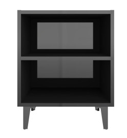 Tables de chevet pieds en métal 2 pcs Noir brillant 40x30x50 cm