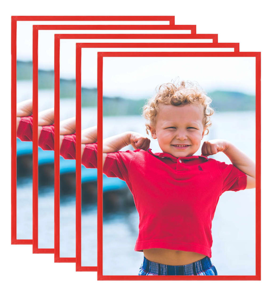 Collage de cadres photo 5 pcs au mur table Rouge 18x24 cm MDF