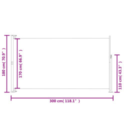 Auvent latéral rétractable de patio 180x300 cm Noir