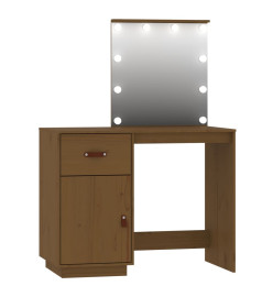 Ensemble de coiffeuse avec LED Marron miel Bois de pin solide