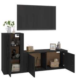 Ensemble de meubles TV 2 pcs noir bois d'ingénierie