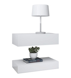 Tables de chevet LED 2 pcs blanc 60x35 cm bois d'ingénierie