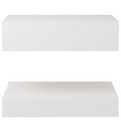 Tables de chevet LED 2 pcs blanc 60x35 cm bois d'ingénierie