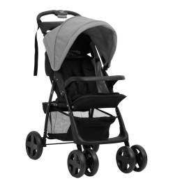 Poussette pour bébé 3-en-1 Gris clair et noir Acier