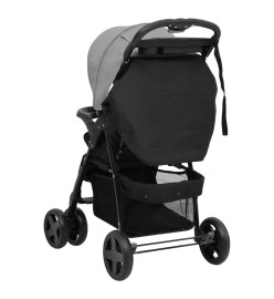 Poussette pour bébé 3-en-1 Gris clair et noir Acier