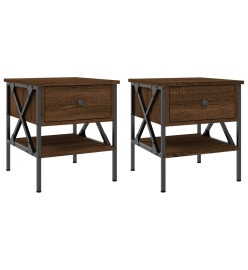 Tables de chevet 2 pcs chêne marron 40x42x45 cm bois ingénierie