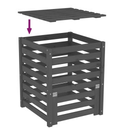 Composteur Gris 63,5x63,5x77,5 cm Bois massif de pin