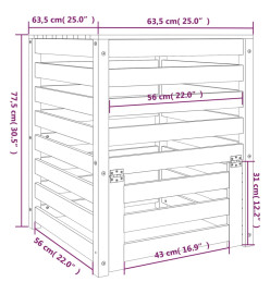 Composteur Gris 63,5x63,5x77,5 cm Bois massif de pin