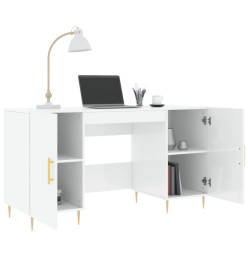 Bureau Blanc brillant 140x50x75 cm Bois d'ingénierie