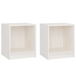 Tables de chevet 2 pcs Blanc 35,5x33,5x41,5 cm Pin massif