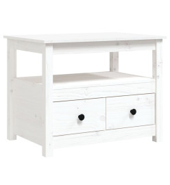 Table basse Blanc 71x49x55 cm Bois massif de pin