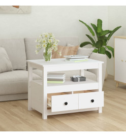 Table basse Blanc 71x49x55 cm Bois massif de pin