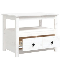 Table basse Blanc 71x49x55 cm Bois massif de pin