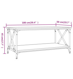 Table basse Chêne fumé 100x50x45 cm Bois d'ingénierie et fer