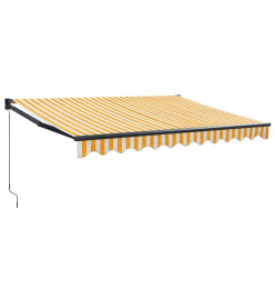 Auvent rétractable jaune et blanc 3,5x2,5 m tissu et aluminium