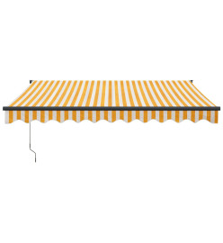 Auvent rétractable jaune et blanc 3,5x2,5 m tissu et aluminium