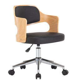 Chaise pivotante de bureau Noir Bois courbé et similicuir