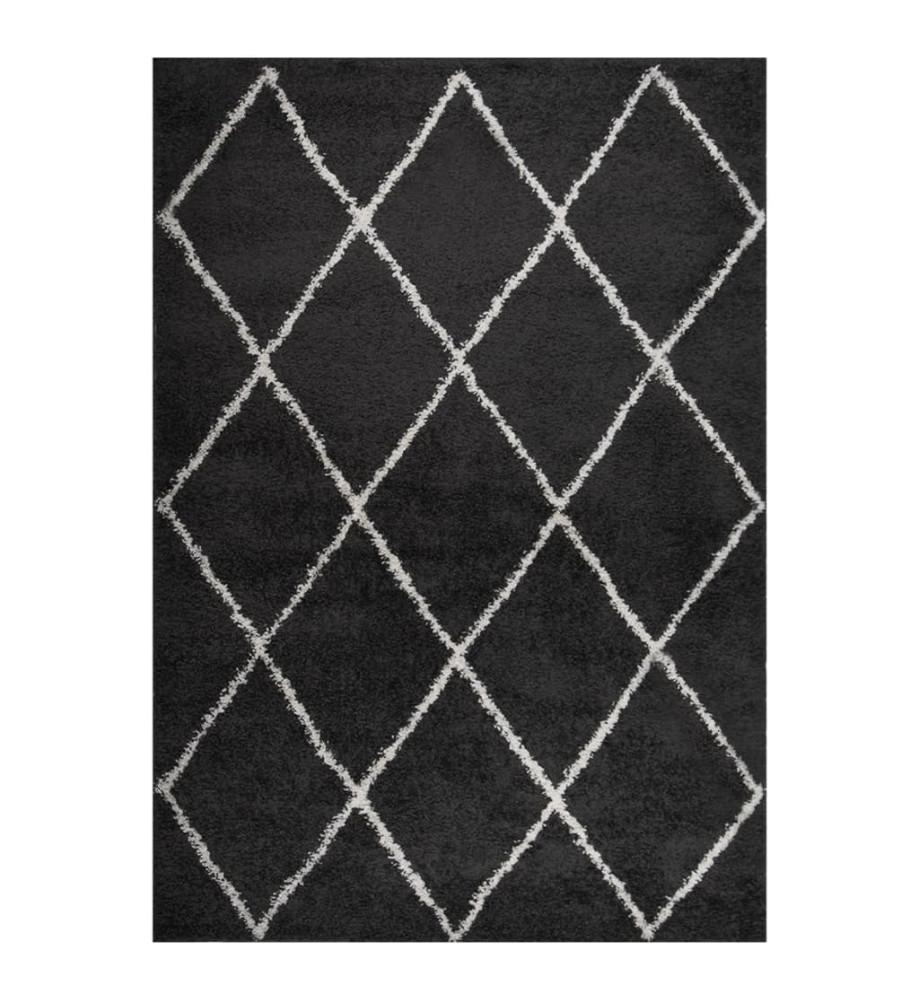 Tapis shaggy à poils longs Crème et anthracite 160x230 cm