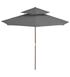 Parasol double avec mât en bois 270 cm Anthracite