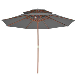 Parasol double avec mât en bois 270 cm Anthracite