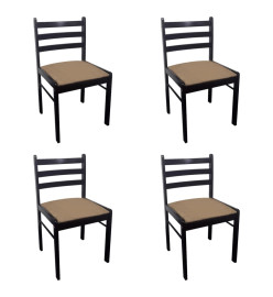 Chaises à manger lot de 4 marron hévéa solide et velours