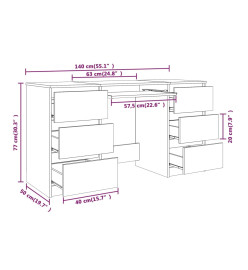 Bureau Chêne fumé 140x50x77 cm Bois d'ingénierie