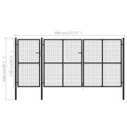 Portail de jardin Acier 400 x 150 cm Anthracite