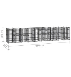 Chenil d'extérieur pour chiens Acier 18,43 m²