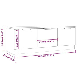 Meuble TV Chêne fumé 102x35x36,5 cm Bois d'ingénierie