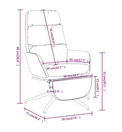 Chaise de relaxation avec repose-pied Crème Tissu