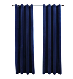 Rideaux occultants et anneaux 2pcs Velours Bleu foncé 140x245cm