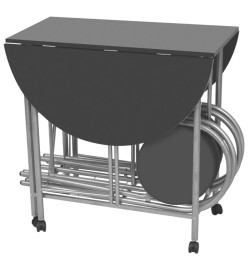 Ensemble de salle à manger pliable 5 pièces MDF Noir