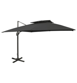 Parasol déporté à double toit 300x300 cm Noir