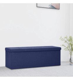 Banc de rangement pliable Bleu Faux lin